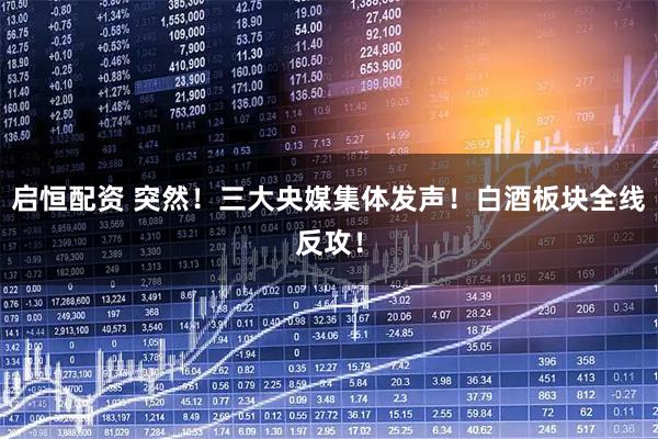 启恒配资 突然！三大央媒集体发声！白酒板块全线反攻！